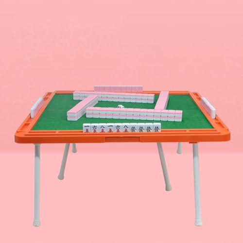 MegLob Kompakter Mahjong-Tisch, Mini-Mahjong-Set Für Klassische Kachelspiele, Reise-Unterhaltungswagen-Tisch Für Karten, Abnehmbarer Quadratischer Domino-Spieltisch,Rosa