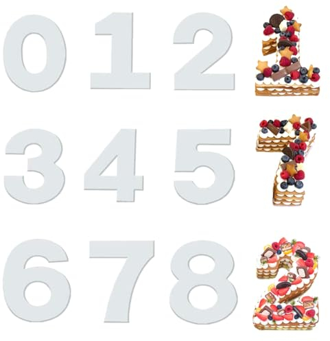 HONGECB Stampo Torta Numero, modello numero di torta, Stampo in numeri siliconici, stampo numero torta 10 pollici, Stampini per Dolci 0–9 Numeri, Strumenti Decorazione Torta, perTorta, 9 Pz