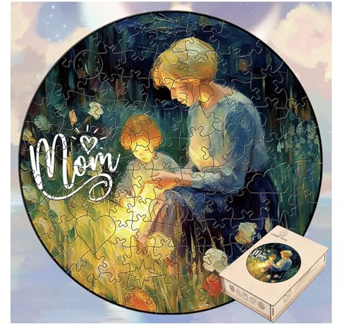 LUMIN TUTU Holzpuzzle Erwachsene - Geschenke für Mama,Muttertagsgeschenk & Geburtstagsgeschenk für Mama,Puzzle 200 Teile Kreative Holzpuzzles für die Beste Mama der Welt(Rund)