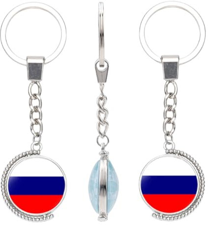 Porte Clef Personnalisé Porte-Clés Rotatif Double Face 2 Pièces Motifs De Drapeau National Européen Bijou De Temps Pendentif Simple