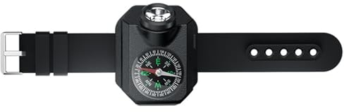 Montesy Lampe de poche LED avec boussole, lampe de poche tactique, lampe de course pour randonnée, camping, étanche