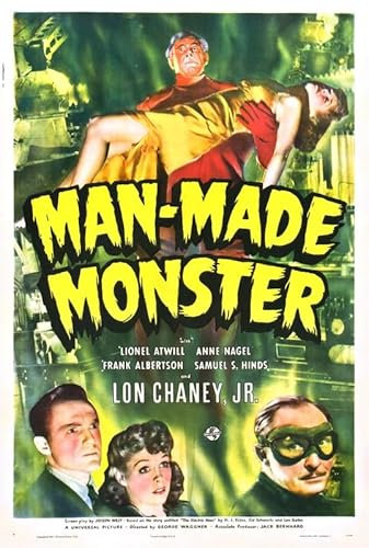 Poster, Motiv: Man Made Monster 01, A4, Wandkunst, Heimdekoration, Filmposter, Leinwand, Film, Kino, Retro, Vintage, Kult, klassisch, Nostargic, Saga, moderner Nachdruck, wir drucken jedes Poster für