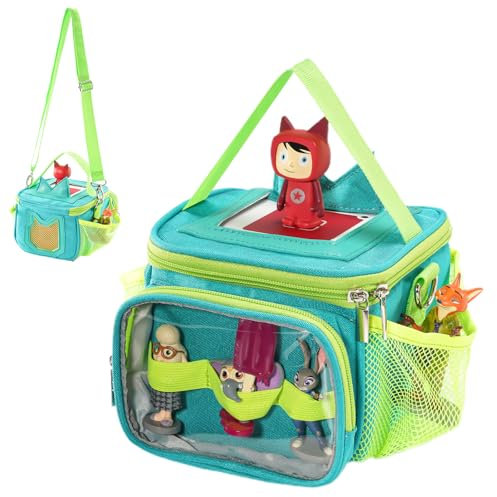 Hautton Tragetasche für Toniebox & Tigerbox,Aufbewahrungtasche für Musikbox, Tonies Figuren, Kopfhörer, Ladegerät mit Schultergurt für Reisen -Aquablau