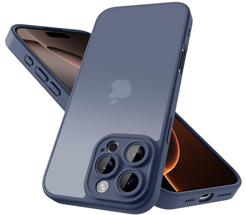 Mootobo for iPhone 16 Pro Max Case with Camera Lens Full Cover Protection, Military-Grade Drop Protection Phone Case, Anti-Fingerprint Slim Shockproof Matte Back 6.9 inch– Deepblue