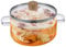 Casserole transparente, pot de cuisson en verre avec couvercle 54 oz en verre à double manche résistant à la chaleur.