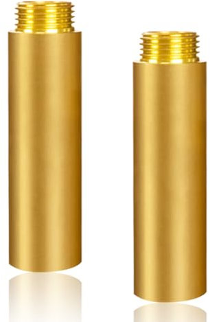 2 Stück Messing Hahnverlängerung 1/2 Zoll x 100 mm, DN15 Gewindeverlängerung, 1/2 IG x 1/2 AG, 100MM Messing Verlängerung Fitting, Anschluß Verlängerung für Trinkwasser und Heizung Installation