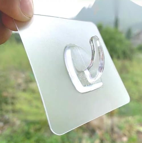 Volunx 12 PCS Heavy Duty self Adhesive Clear Hooks Clear Waterproof 15kg 33lb Plastic Strong Sticky Hook for Bathroom Kitchen Wall Door Metal, Tiles, Wood, Ceramic to Make Garland