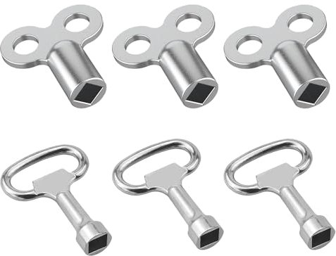 Llave Ascensor 6 Piezas Llave Contador Agua,Cuadrado de Plata Llave Purgar Radiadores,Adecuado rara Puertas de Ascensores,Cajas de Contadores de Agua y Llaves de Válvulas