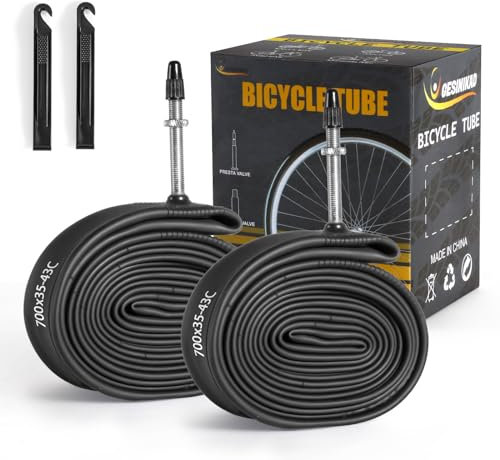 2er-Pack 28 Zoll 700 x 35-43C Rennrad Schlauch FV48mm Presta Ventil für Ebike, Fahrradschlauch kompatibel 700c Schlauch 700x35C 700x36C 700x37C 700x38C 700x39C 700x40C 700x41C 700x42C 700x43C