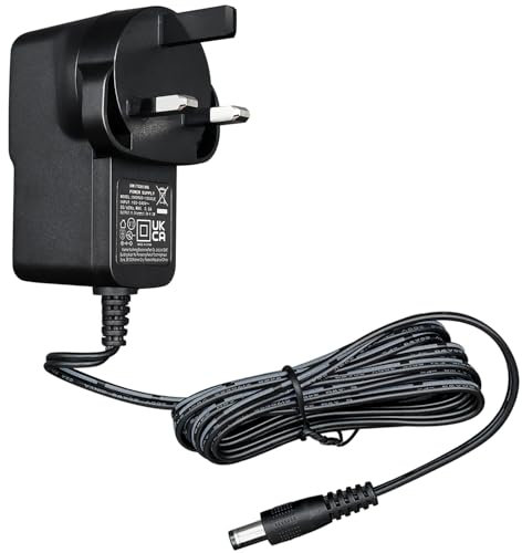 9V 1A/1000mA Power Supply Adapter with 3M Long Cord, AC 100-240V to DC 9V 1A 9W Switching Adapter PSU Wall Plug for Most Guitar Bass Effect Pedal, Center Negative, UKCA Certified