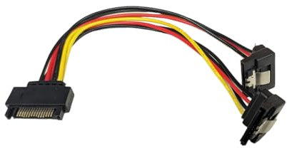 SATA Y-Kabel 2x sata Adapter 20cm s-ata 15pin 90Grad Winkel