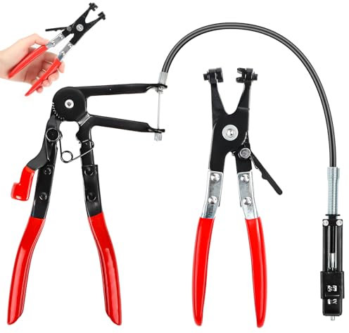 2 Stück Schlauchklemmenzange Set, Schlauchschellenzang mit Geradem Hals, KFZ Schlauchschelle mit Drahtwelle, Entfernungs und Installationswerkzeug für Auto Reparaturen