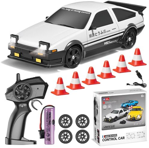 Mineup RC Drift Car, 1:24 Ferngesteuertes Auto, 30km/h 4WD RC Cars Spielzeug, 2,4Ghz Spielzeugauto, RC Auto mit Fernbedienung, Spielzeug Rennauto mit LED-Licht für Ab 16 + Jahre Erwachsene
