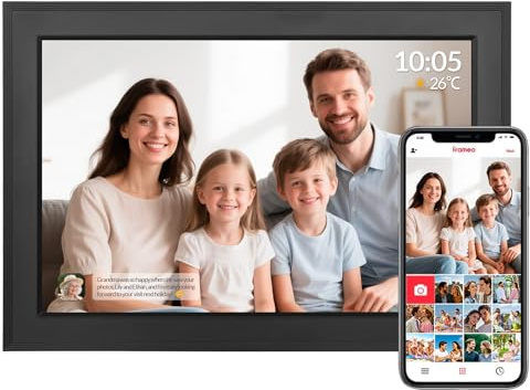 Bestrip Digitaler Bilderrahmen FRAMEO WLAN 32GB Digitaler Fotorahmen 10,1 Zoll 1280x800 IPS LCD-Touchscreen Smart Cloud-Fotorahmen,Fotos/Videos über Frameo App teilen.