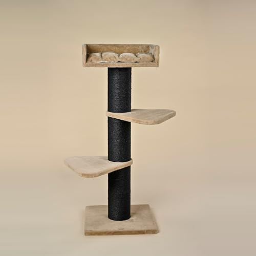 RHRQuality Kratzbaum für große Katzen – Royalty – 158 cm hoch – mit extra dicken 20 cm Sisalstämmen – Blackline Cappuccino