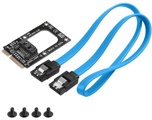 ELFJMZP mSATA to SATA 3.0 Adapter, SSD Converter Card with 40cm SATA Cable & Screws, Black PCB Board