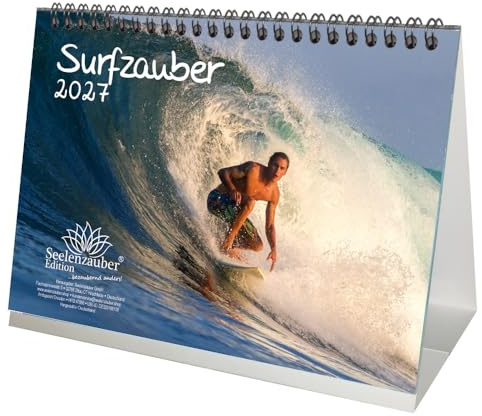 Surfzauber DIN A5 Tischkalender für 2027 Surfer und surfen - Seelenzauber