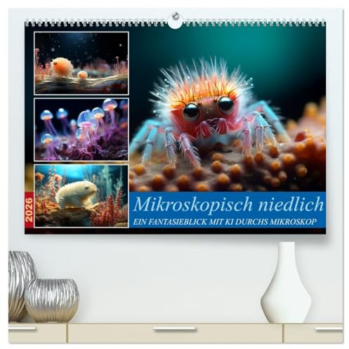 Mikroskopisch niedlich (hochwertiger Premium Wandkalender 2026 DIN A2 quer), Kunstdruck in Hochglanz: Mikrokosmos der Niedlichkeit - Ein Jahr mit Drolligen Mikroorganismen (CALVENDO Wissenschaft)