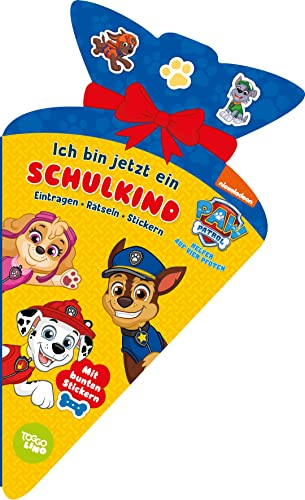 PAW Patrol Ich bin jetzt ein Schulkind! Eintragen, Rätseln, Stickern: Das perfekte Geschenk für die Schultüte. Für Kinder ab 5 Jahren, 17,1 x 29,3 cm, Yellow