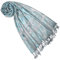 Lorenzo Cana Marken Damen Schal Naturfaser Floral Blumen Stola Schaltuch Tuch Stola Grau Bleu Hellblau Aqua Pastell 70 cm x 210 cm 7844577