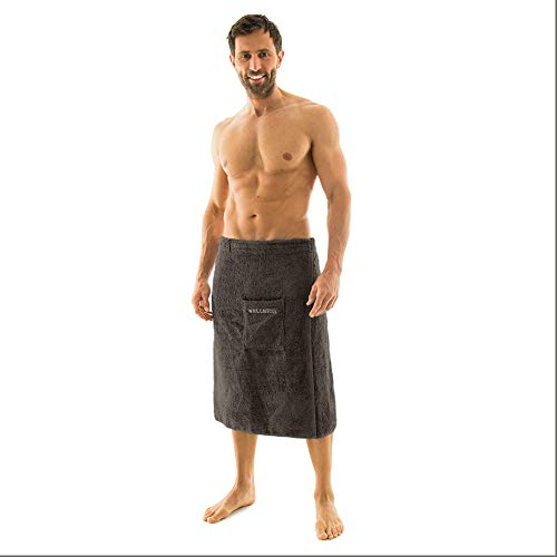 aqua-textil Wellness Saunakilt Herren 70 x 160 cm anthrazit Baumwolle Saunasarong Frottee Kilt kurzer Schnitt