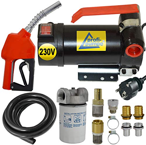 230V- Dieselpumpe und Heizölpumpe Ölpumpe Biodiesel Diesel Star 160-4 Elektro Fasspumpe mit 230V Anschluss, mit 6m Gummi Schlauch, Automatik-Zapfpistole, Diesel-Filter und Hochweritigem Zubehör