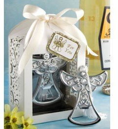 Set di 20 apribottiglie angelo di comunione in confezione regalo. Dettagli originali per matrimoni, regali comunioni e souvenir per compleanni dei bambini