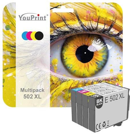 youprint 4 502 XL Druckerpatronen kompatibel für Epson 502 502XL Patronen für Workforce WF-2860 WF-2865 WF-2880 Expression Home XP-5100 XP-5105 XP-5150 XP-5155