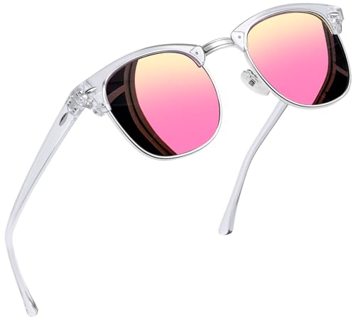 Joopin Lunettes de Soleil Rose Femme Lunettes Solaire Mode Miroir Transparent Polarisées Stylées pour Eté Voyage