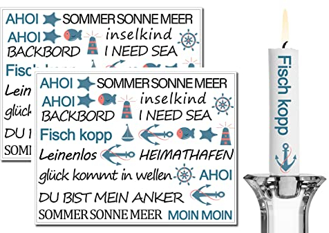 Kerzentattoo kerzen tattoofolie für bis zu 140 Kerzen Kerzentattoo-Folie verschiedene Motive Wasserschiebefolie |dekorieren Sprüche Glückslicht Lieblingsmens Wunschlicht Kerzenfolie(MEER)