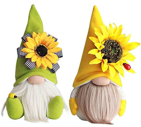 Lomelomme Frühling Sonnenblume Gnom Wichtel Figuren Sommer für Bienenfest Gesichtslose Puppe Festliche Geschenke Ostern Plüschpuppen Geschenke für Kinder