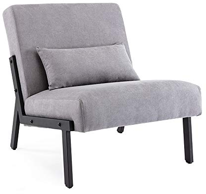 Mingone Sessel Einzelsofa Cocktailsessel Modern Loungesessel 1 Sitzer Polstersofa Leinen Stoff mit Schwarz Metallbeinen für Wohnzimmer Schlafzimmer bis 120kg,Taupe