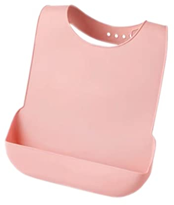 YYGMSS Rosa Silikon Lätzchen für Erwachsene mit Auffangschale Kleidungsschutz Latz Wasserdicht Abwaschbar für ältere