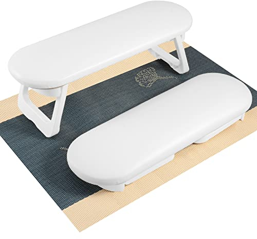 CGBE Nail Arm Rest, Soft PU Leather Arm Rest For Nails, Hand Rest For Nails With Foldable Hand Holder Non-slip Mat, Nail Hand Rest Arm Rest Manicure Hand Rest For Nail Tech Home Salon Use (White)