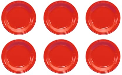 6 platos de postre rojos, fruta, dulce, de melamina, fabricados en Italia. Ideal para Navidad