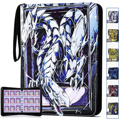 KarlyPro Trading Card binder for Yu-Gi-Oh Card- 990 Pockets Card Album with Sleeves Compatible with Yu Gi Oh Cards, TCG Cards Or Other Standard Size Cards Holder-Dragon