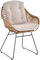 Korb-Sessel Retro-Stil Rattan Club-Sessel 50er Eisen-Gestell Korbstuhl mit Armlehne (Hell-Braun mit Kissenset)