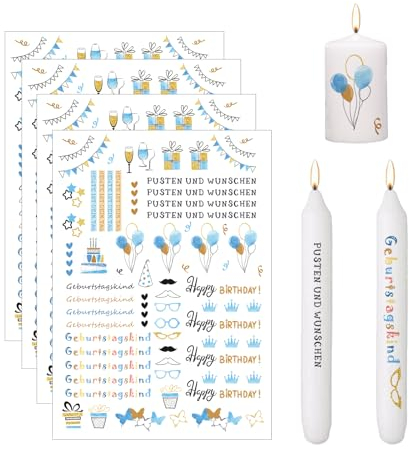 Bolosa 4 Stück Kerzentattoos Geburtstag, Kerzen Tattoo Geburtstag, Tattoos Selbst Gestalten, Tattoo Folie Kerzen, Geburtstag Wasserschiebefolie, Kerzen Gestalten, kerzen Kerzentattoo, DIY B