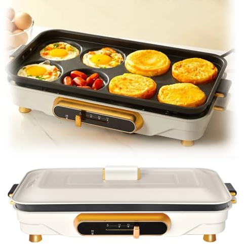 Poêle À Omelette À 8 Trous, Machine À Hamburger Aux Œufs Commerciale Domestique, Divisée Et Lavable, Réglable Multi-positions De 80 ℃ À 240 ℃, Adaptée Pour 2 À 4 Personnes
