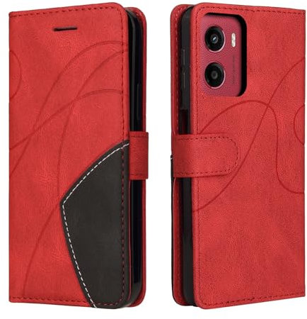CXTcase Custodia per Motorola Moto G05, Flip Wallet Case, Protettiva in Pelle PU e TPU, Rosso