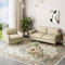 Vesgantti 164cm Fabric Loveseat Sofa Sets, 2 Seater Couch and Armchair with Bilateral Pocket Storage & Removable Cushions, Perfect for Living Room, Bedroom and Office, Tool-free Assembly, Beige