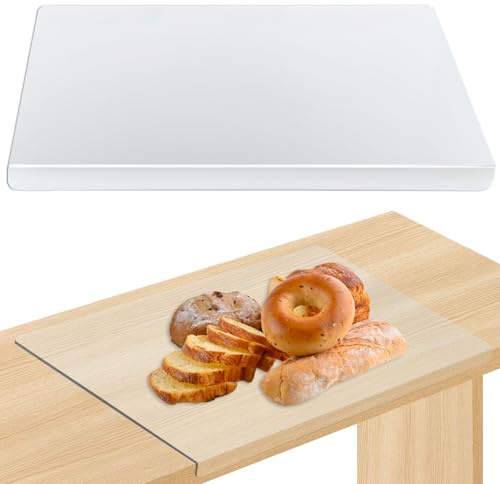 Acryl Schneidebrett 40x30CM, Arbeitsplattenschoner mit Anschlagkante, Küchenschneidebrett, Transparent Schneidbrett, Anti Rutsch Frühstücksbrettchen mit Gummifüßen für Brot, Fleisch, Gemüse