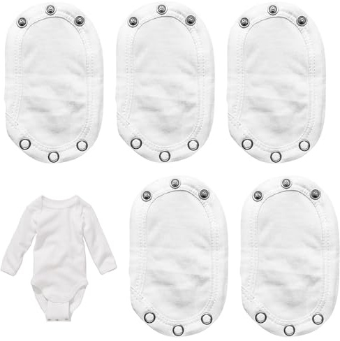 Hxjfnb 5 prolunghe per il corpo del bambino, con bottone automatico, in cotone, per body extender, per body suit extender, in cotone per neonati (bianco)