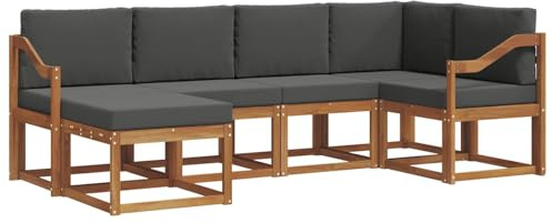vidaXL Outdoor-Sofagarnitur mit Kissen 6 pcs Natur und Anthrazit, Outdoor-Sofa-Set, Moderne Terrassenlounge, langlebige Gartenmöbel, modular, Terrassensitzmöbel