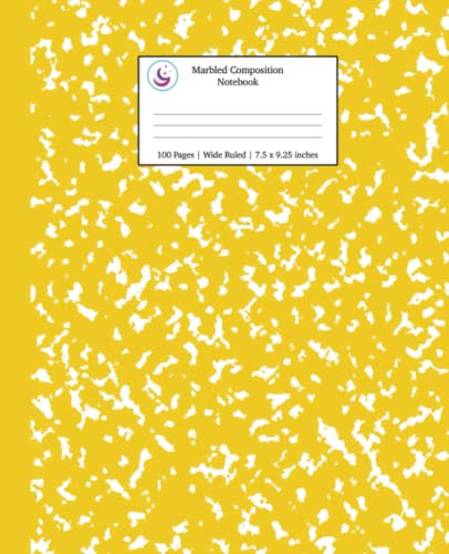 Marbled Composition Notebook: Yellow Marble Wide Ruled Paper Subject Book: 9