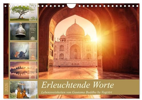 Erleuchtende Worte, Lebensweisheiten von Gautama Buddha by VogtArt (Wandkalender 2026 DIN A4 quer), CALVENDO Monatskalender: Weisheiten und Zitate von Buddha (CALVENDO Wissen)