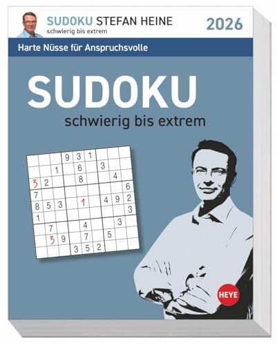 Stefan Heine Sudoku schwierig Tagesabreißkalender 2026: Knifflige Zahlenrätsel für Geübte mit Lösung. Tischkalender mit Denksport für jeden Tag. ... mit Anspruch (Tagesabreißkalender Heye)