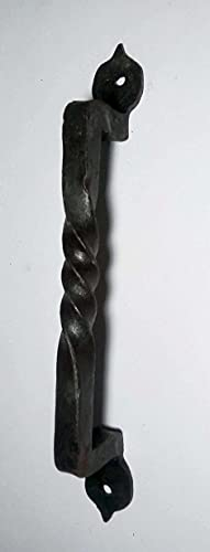 Gussmeister Zieh-Stoßgriff, Türgriff, tordiert aus Eisen geschmiedet mit typischer schwarzer Zunderschicht, EIH - 0107