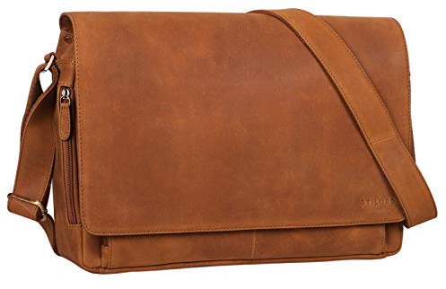 STILORD Vintage Umhängetasche aus Leder braun - 15 Zoll Laptoptasche für Büro, Uni, Office, Schule - DIN A4 Schultertasche 'Tom'