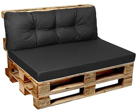 Garden Factory Palettenkissen Palettenauflagen Sitzkissen, Rückenlehne, Set, Gesteppt + Flach (Rückenlehne Gesteppt 120x60, Anthrazit)
